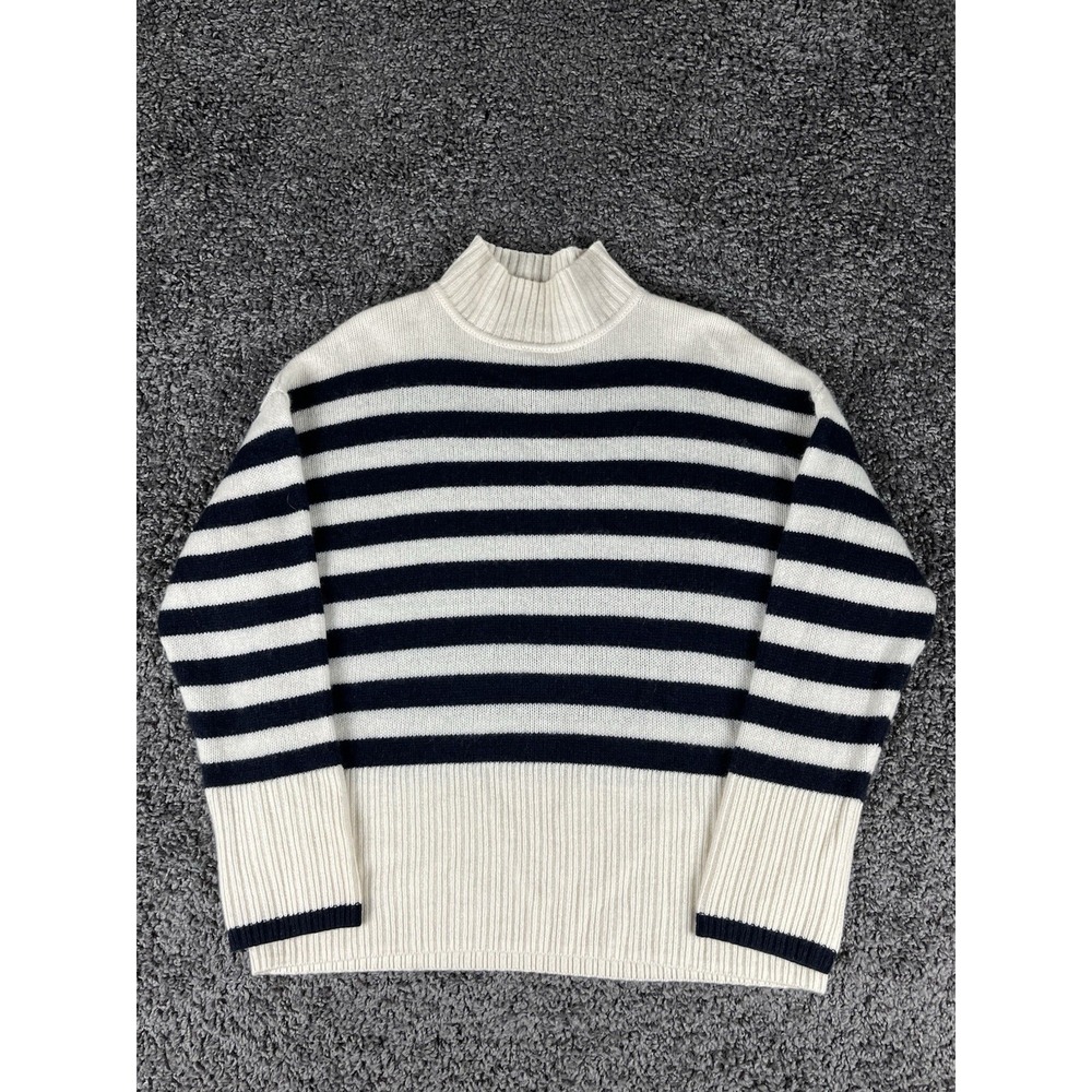 Joie 100% Cashmere Black / White Striped Turtle Neck Sweater Women's M